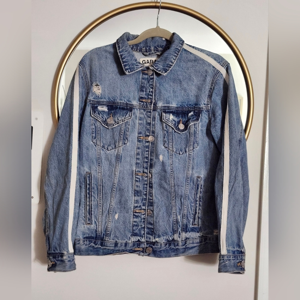 Boyfriend Denim Jacket Mid-Wash  Large - Picture 3 of 6